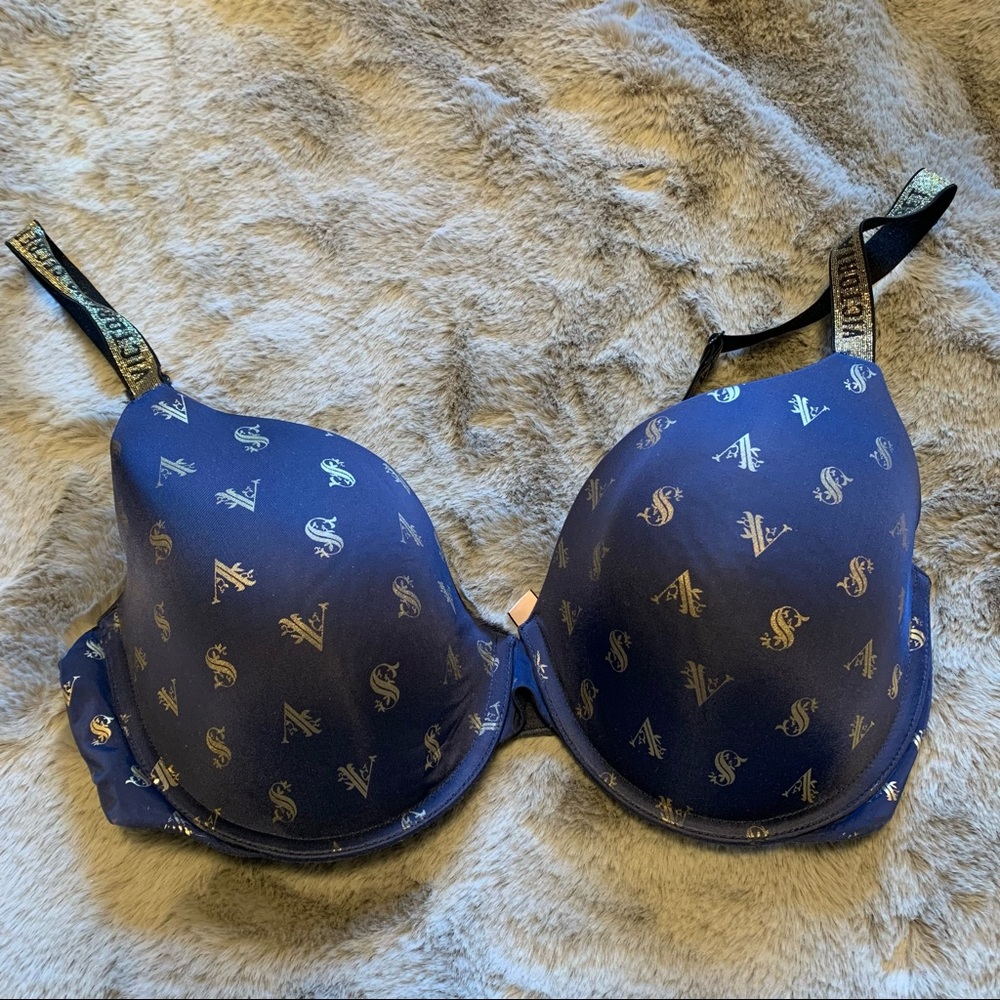 Victoria secret blue and gold bra